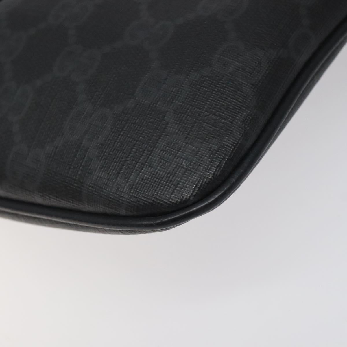 GUCCI GG Supreme Web Sherry Line Bag PVC Black Gold 904 02 047 Auth 125201