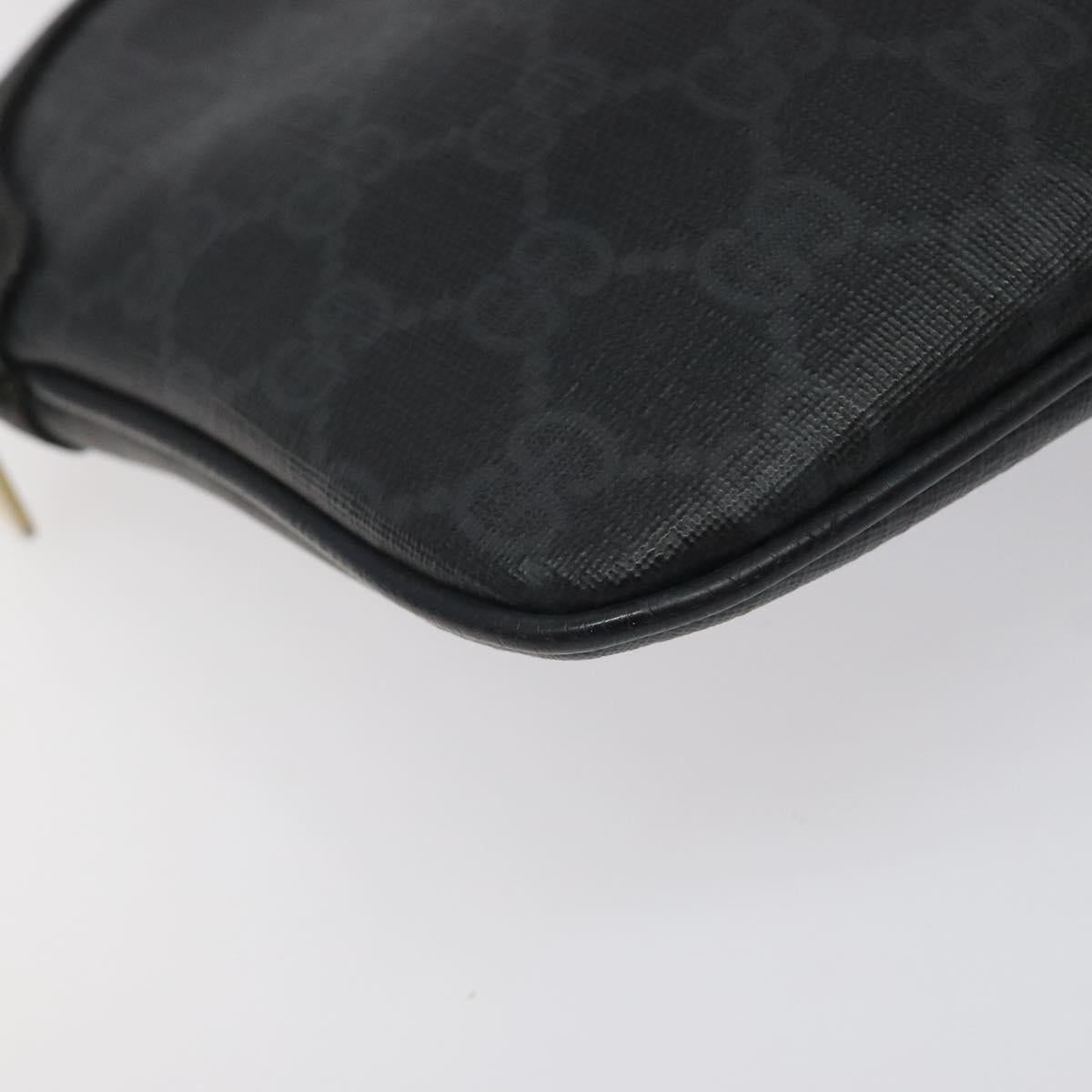 GUCCI GG Supreme Web Sherry Line Bag PVC Black Gold 904 02 047 Auth 125201