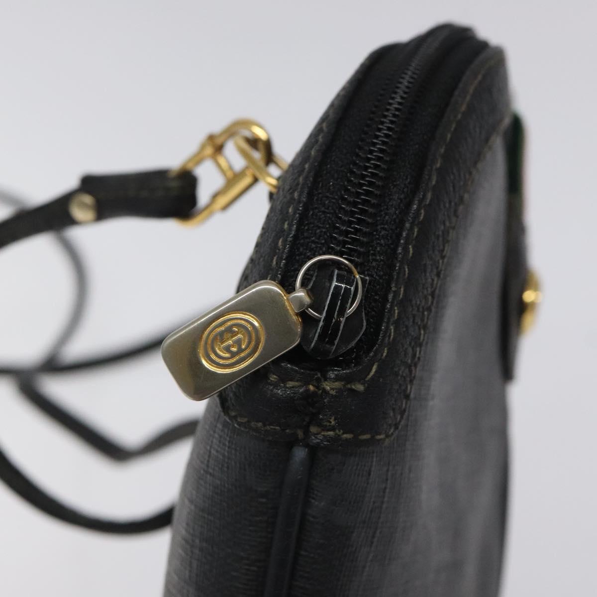GUCCI GG Supreme Web Sherry Line Bag PVC Black Gold 904 02 047 Auth 125201