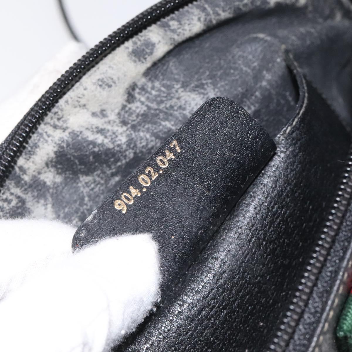 GUCCI GG Supreme Web Sherry Line Bag PVC Black Gold 904 02 047 Auth 125201