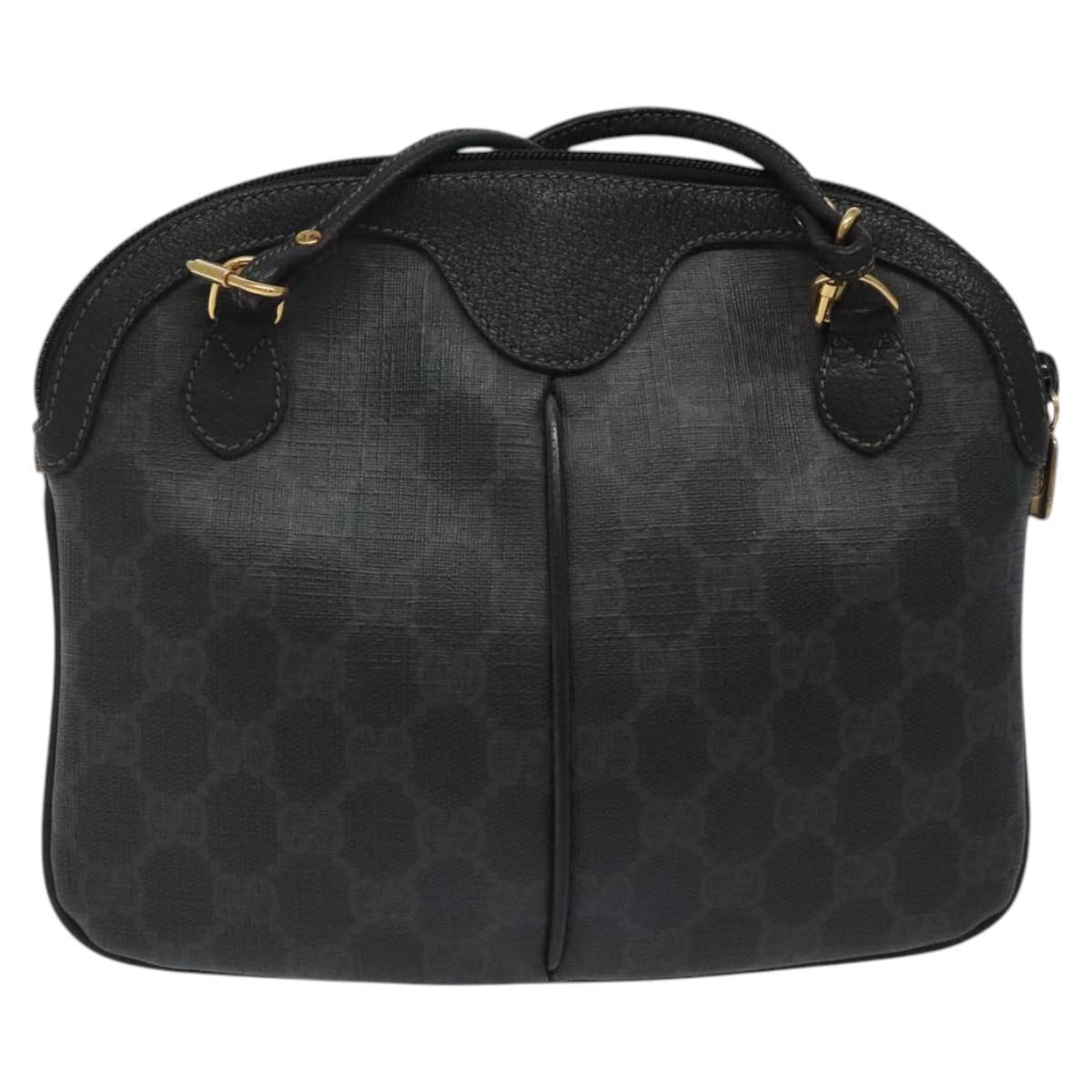 GUCCI GG Supreme Web Sherry Line Bag PVC Black Gold 904 02 047 Auth 125201