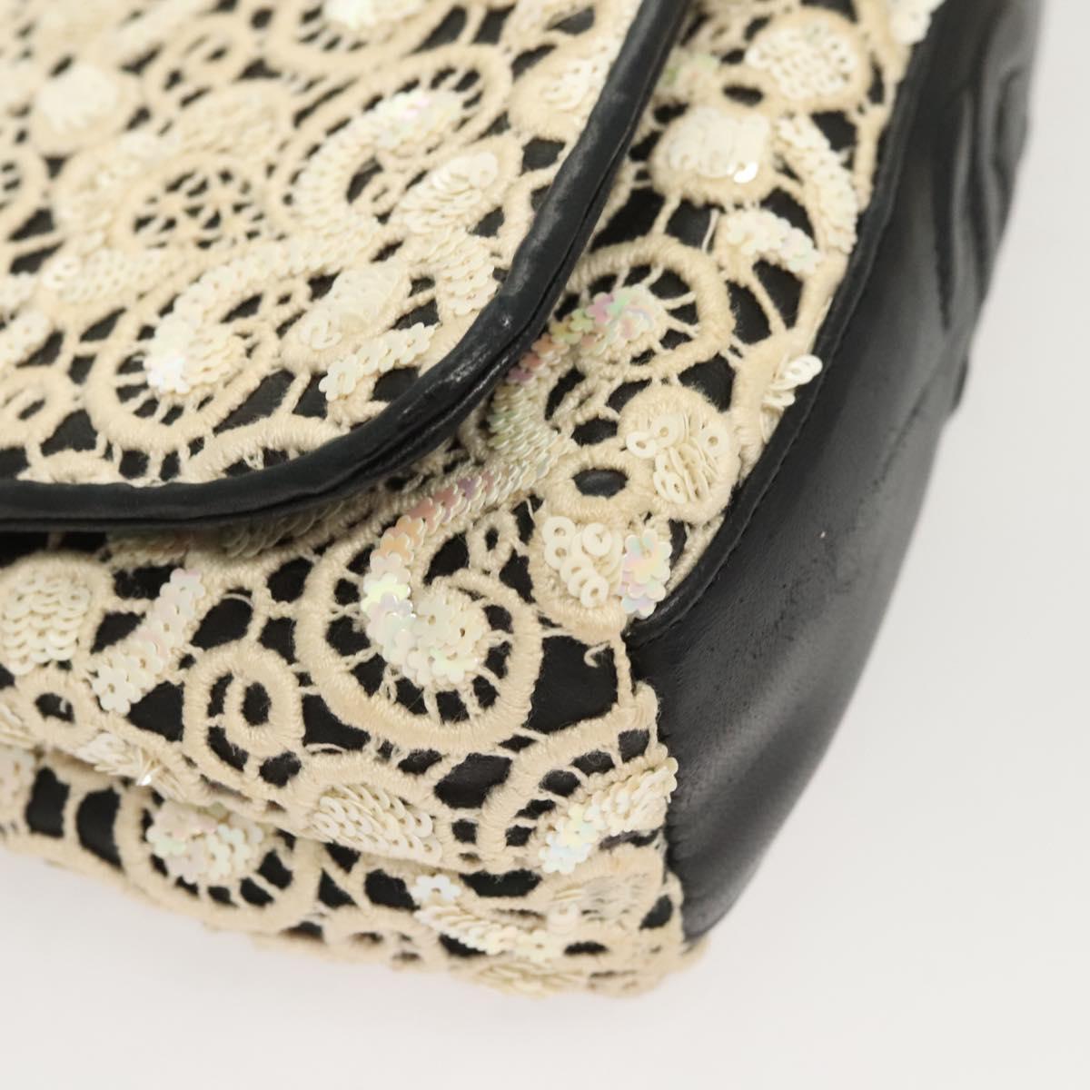 CHANEL Shoulder Bag Lamb Skin White CC Auth 125205