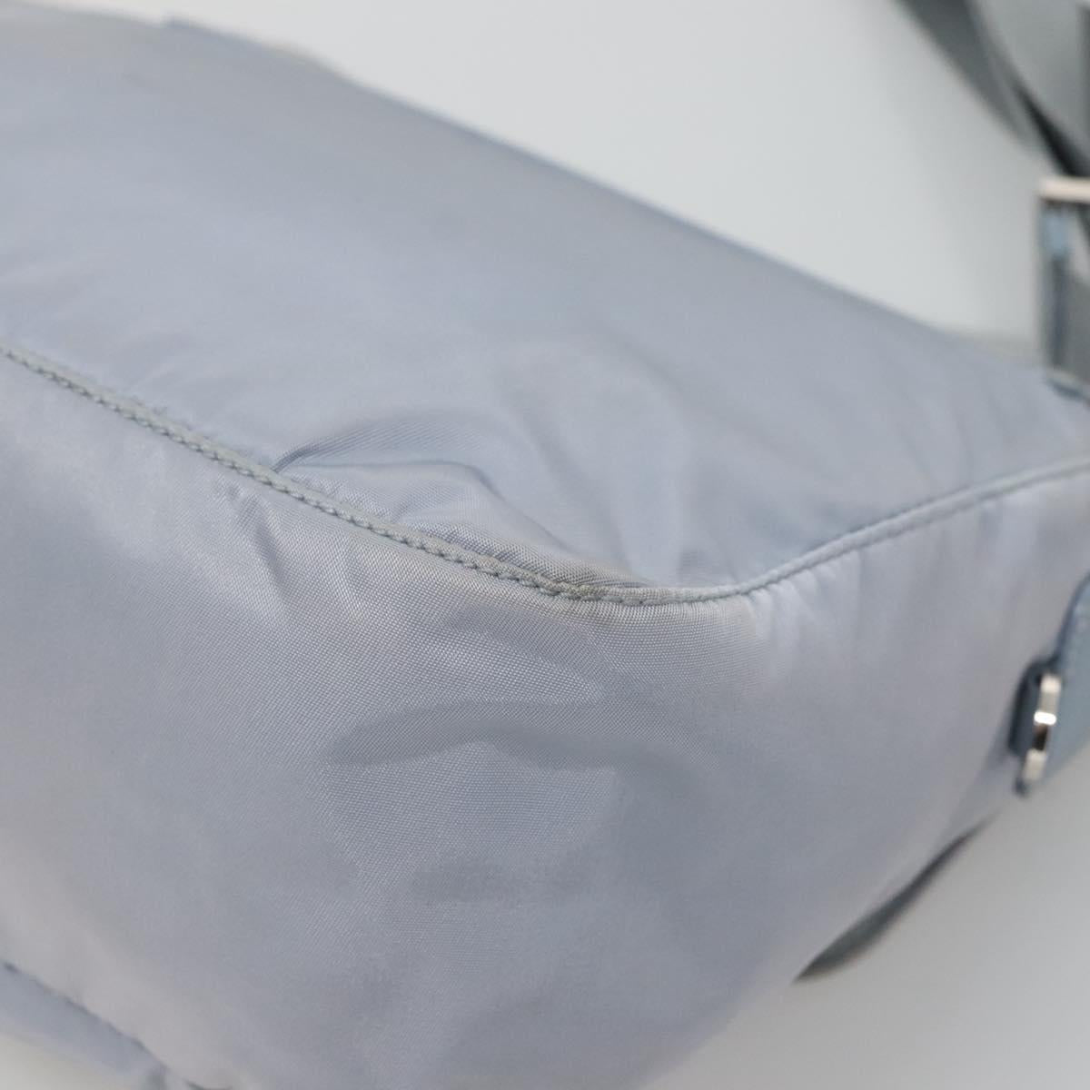 PRADA Shoulder Bag Nylon Light Blue Silver Auth 125209