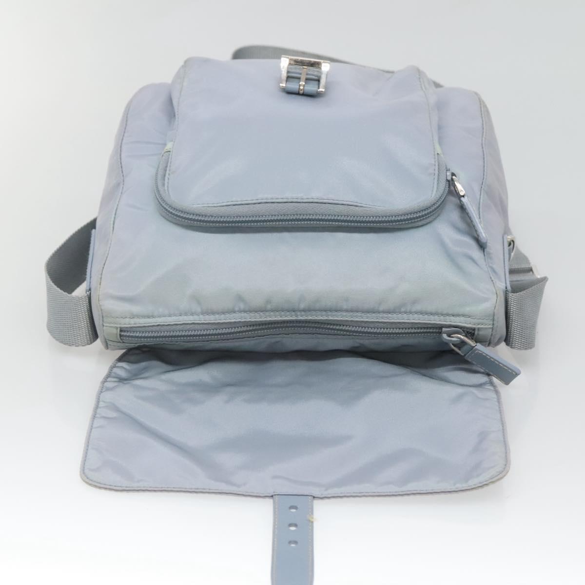 PRADA Shoulder Bag Nylon Light Blue Silver Auth 125209