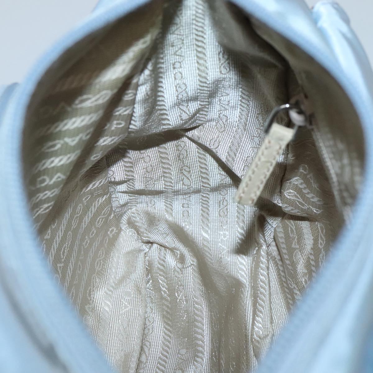 PRADA Shoulder Bag Nylon Light Blue Silver Auth 125209