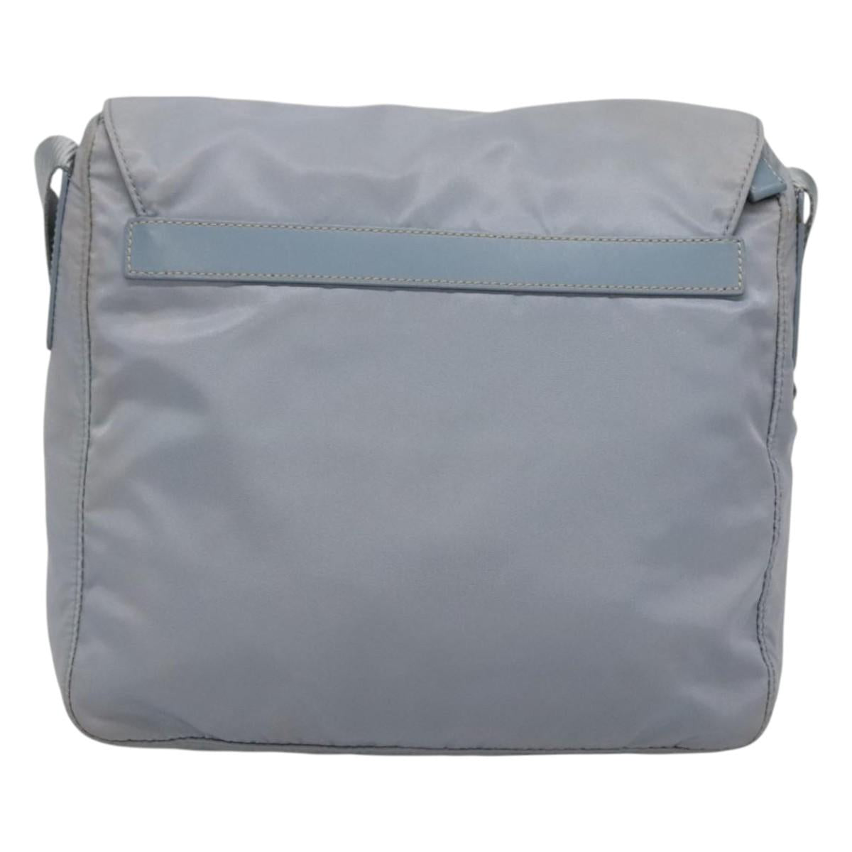 PRADA Shoulder Bag Nylon Light Blue Silver Auth 125209