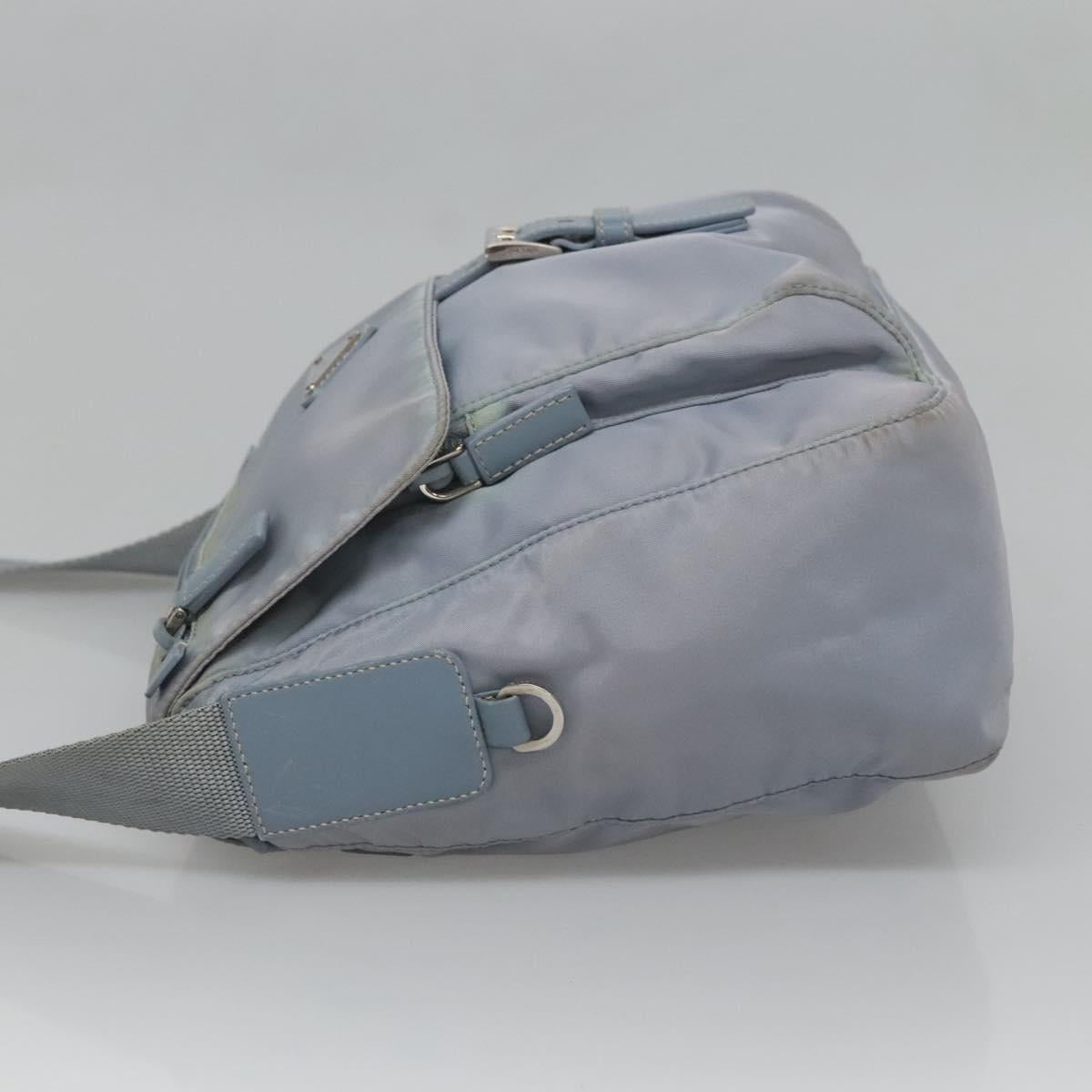 PRADA Shoulder Bag Nylon Light Blue Silver Auth 125209