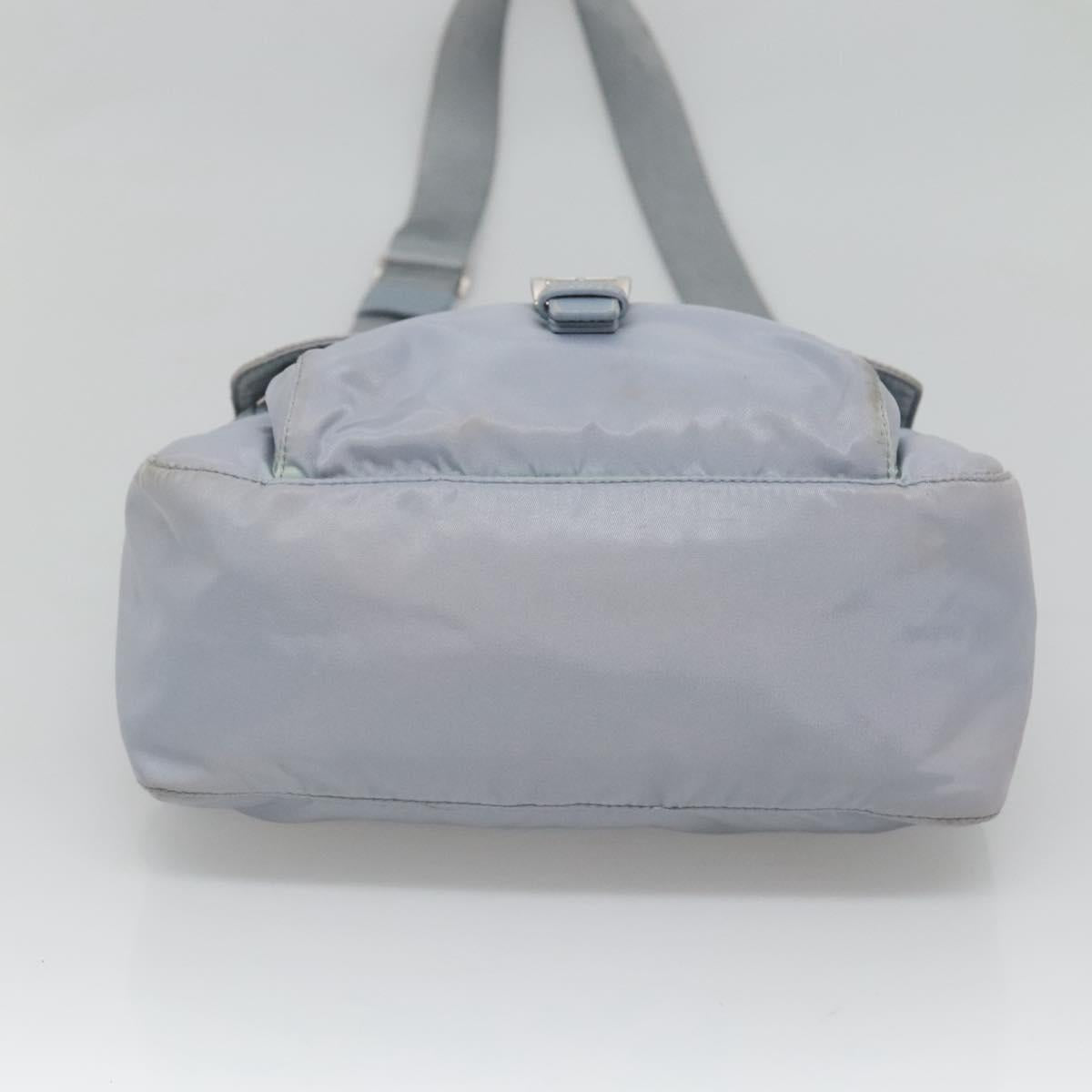PRADA Shoulder Bag Nylon Light Blue Silver Auth 125209