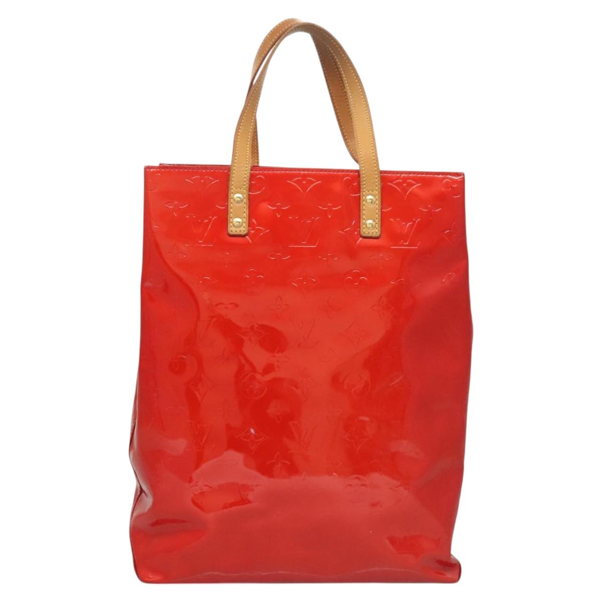 LOUIS VUITTON Monogram Vernis Reade MM Hand Bag Red Rouge M91086 LV Auth 125232