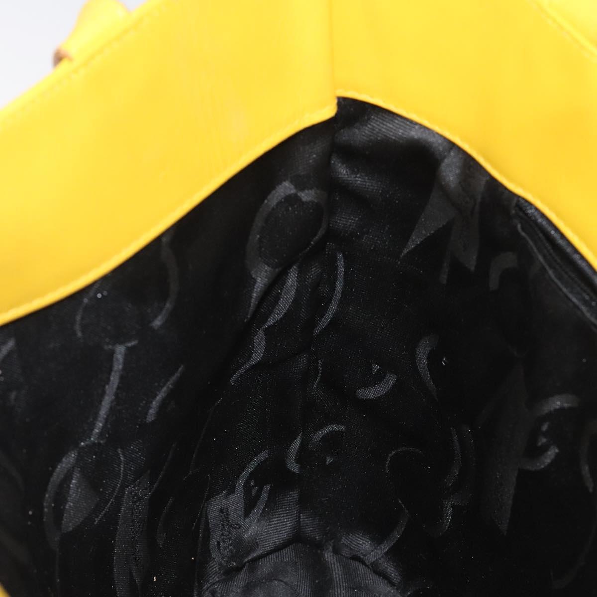 Salvatore Ferragamo Shoulder Bag Leather Yellow Gold Auth 125240