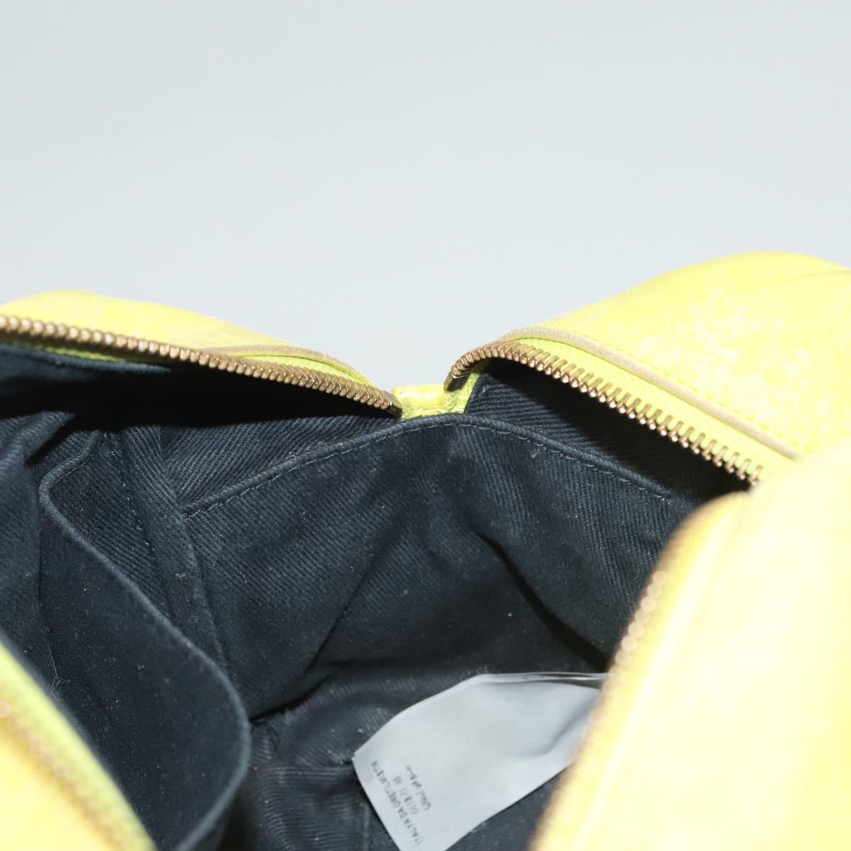 VERSACE Hand Bag Leather Green Gold Auth 125242