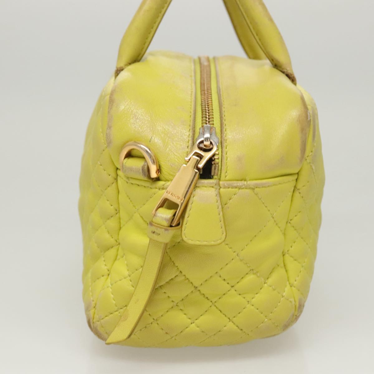 VERSACE Hand Bag Leather Green Gold Auth 125242