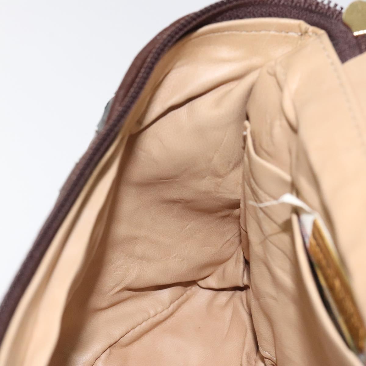 BOTTEGA VENETA INTRECCIATO Shoulder Bag Leather Brown Gold Auth 125244