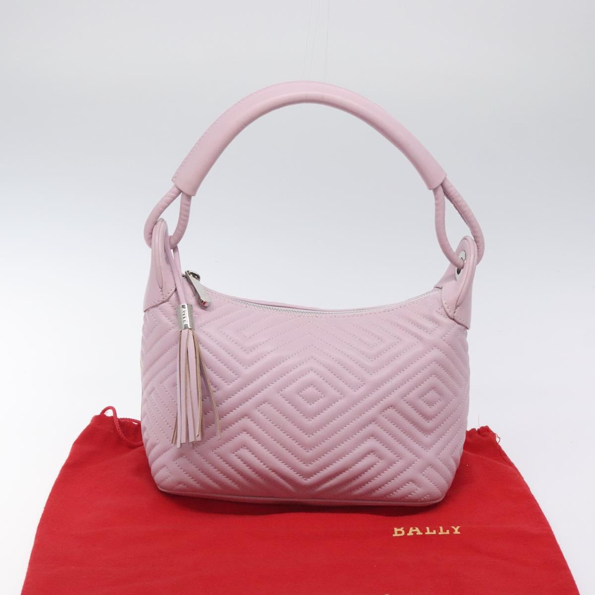 BALLY Shoulder Bag Leather Purple Silver Auth 125246