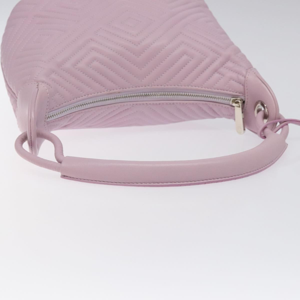 BALLY Shoulder Bag Leather Purple Silver Auth 125246