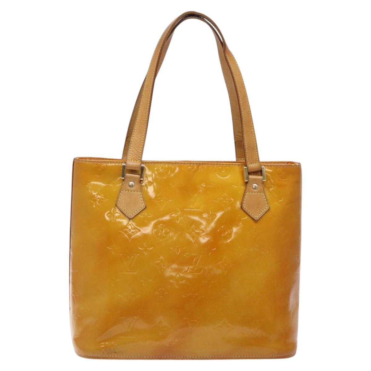 LOUIS VUITTON Monogram Vernis Houston Hand Bag Beige M91004 LV Auth 125261