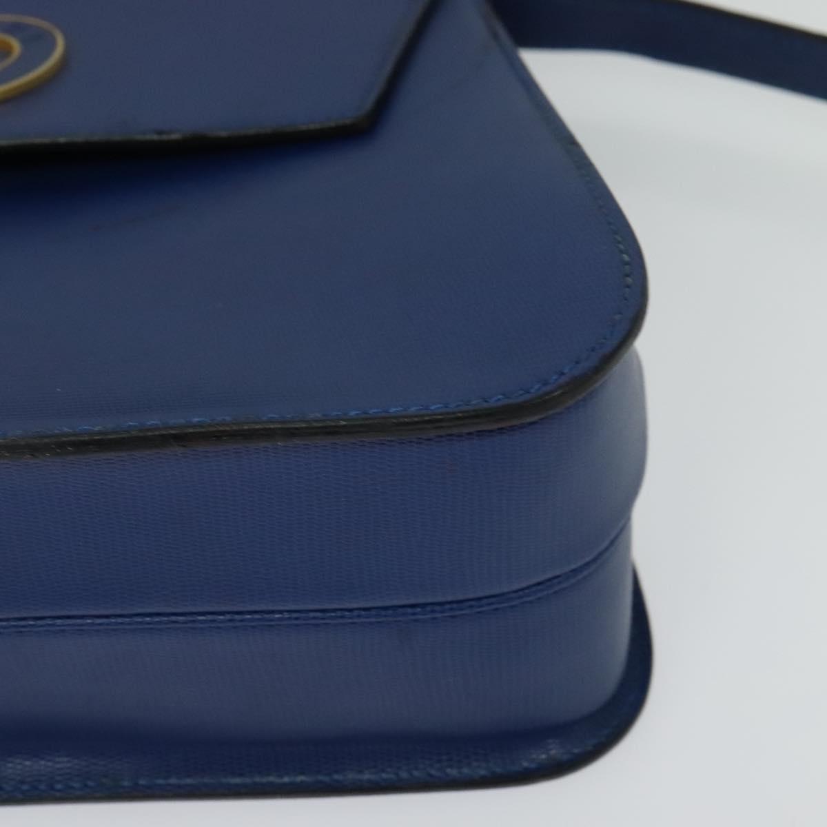 CELINE Hand Bag Leather 2way Blue Gold Auth 125270