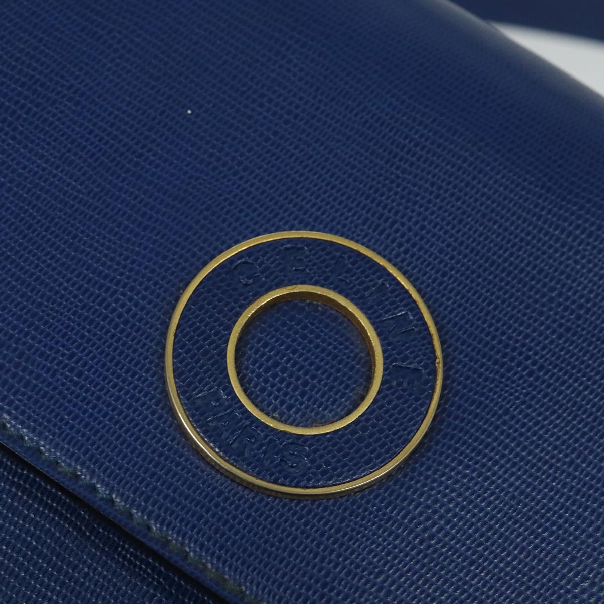 CELINE Hand Bag Leather 2way Blue Gold Auth 125270