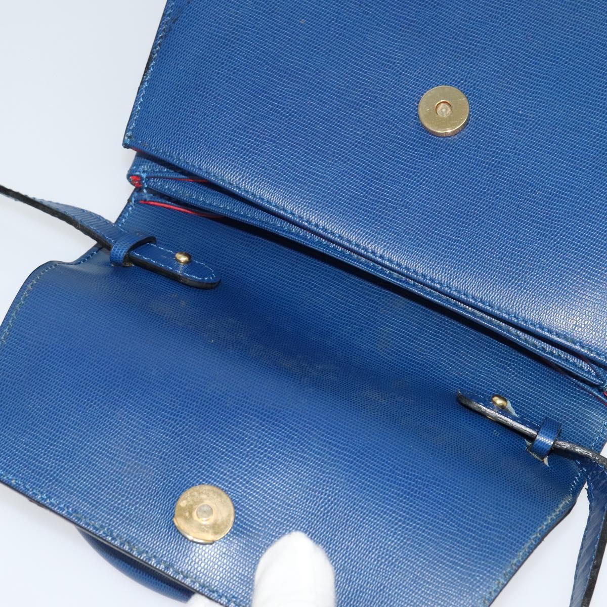 CELINE Hand Bag Leather 2way Blue Gold Auth 125270