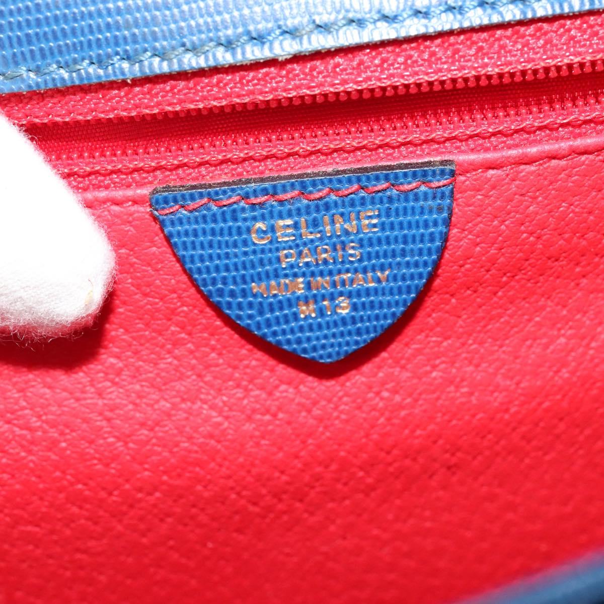 CELINE Hand Bag Leather 2way Blue Gold Auth 125270