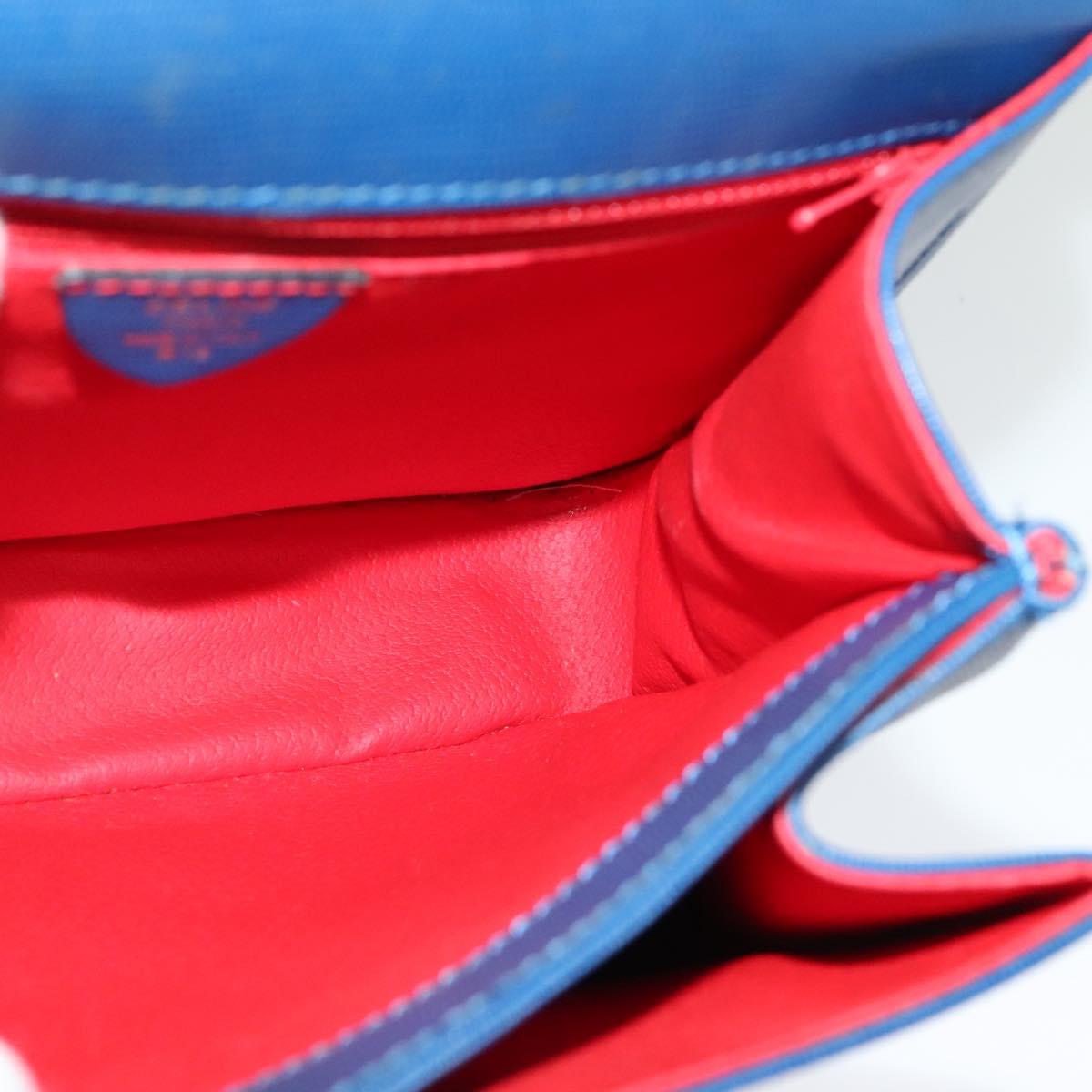 CELINE Hand Bag Leather 2way Blue Gold Auth 125270