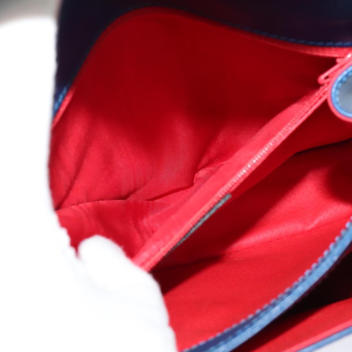 CELINE Hand Bag Leather 2way Blue Gold Auth 125270