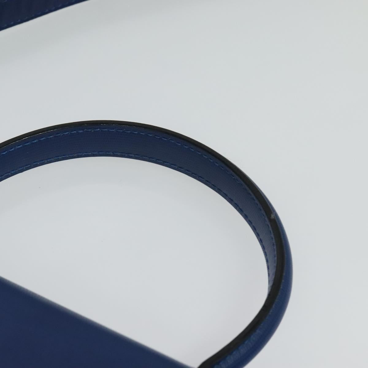 CELINE Hand Bag Leather 2way Blue Gold Auth 125270