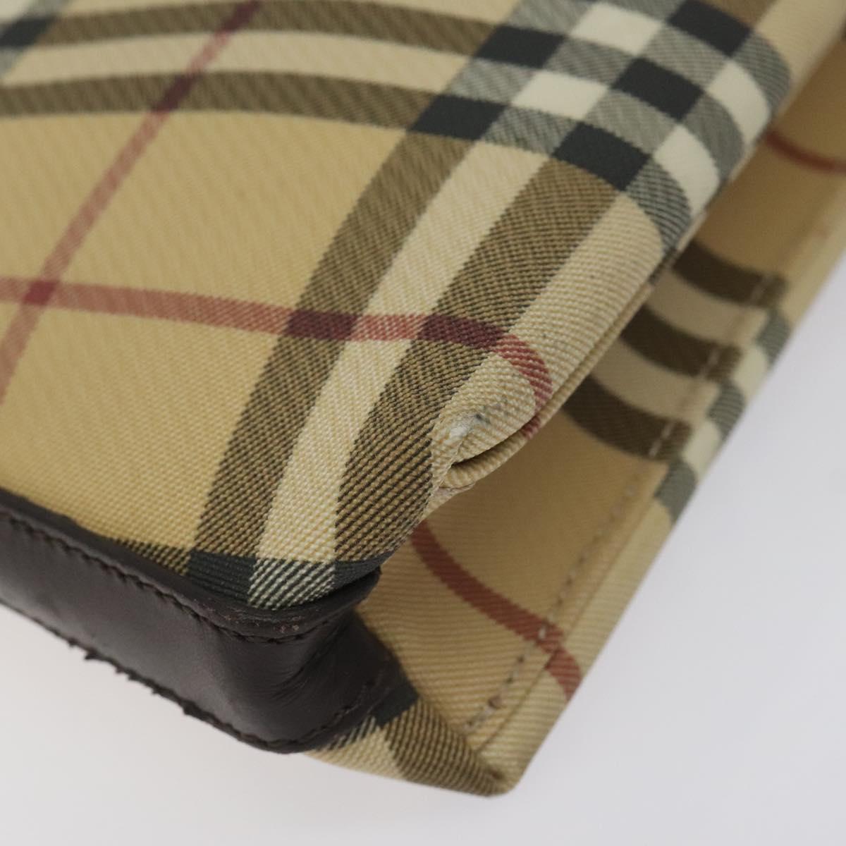 BURBERRY Nova Check Shoulder Bag PVC Beige Gold Auth 125282