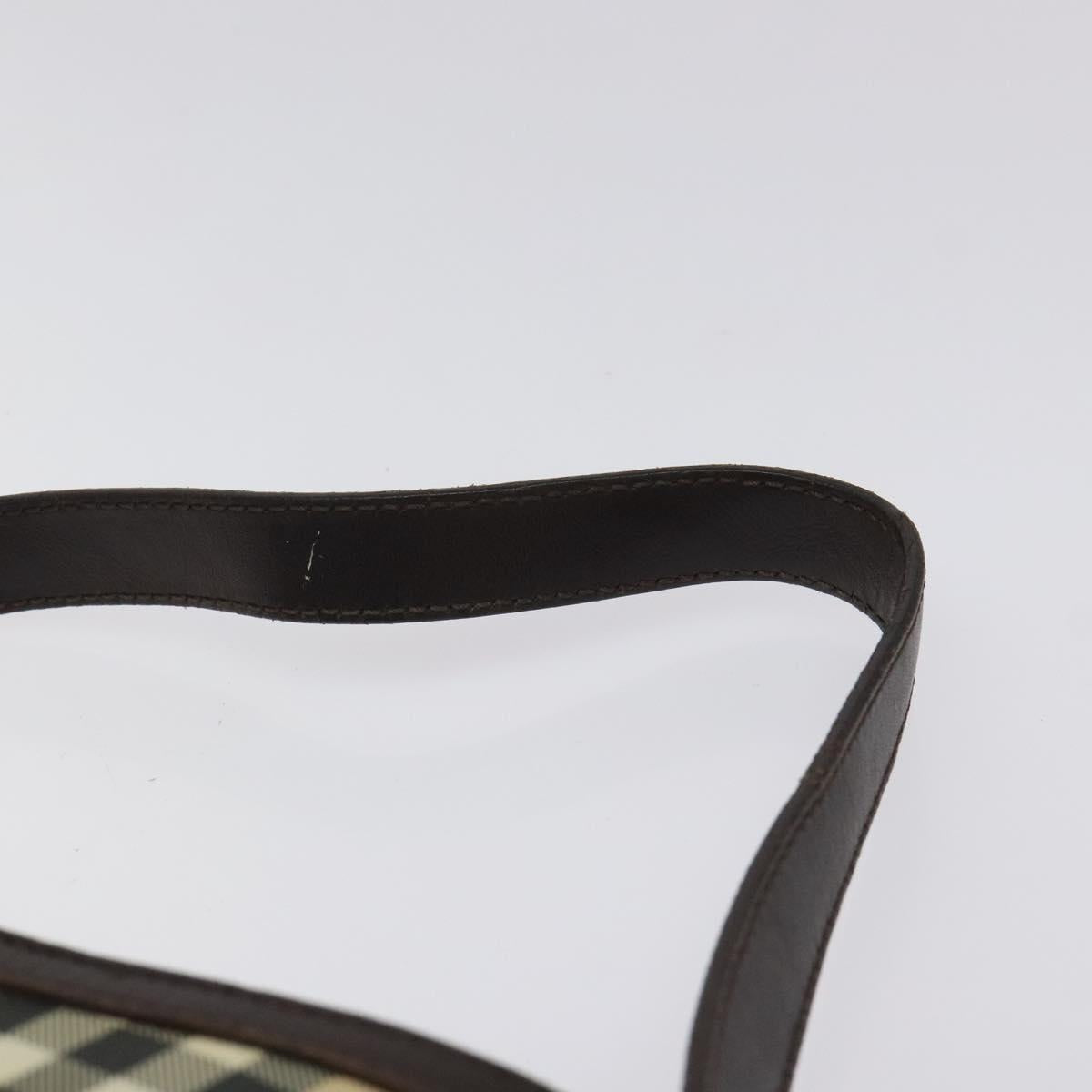 BURBERRY Nova Check Shoulder Bag PVC Beige Gold Auth 125282