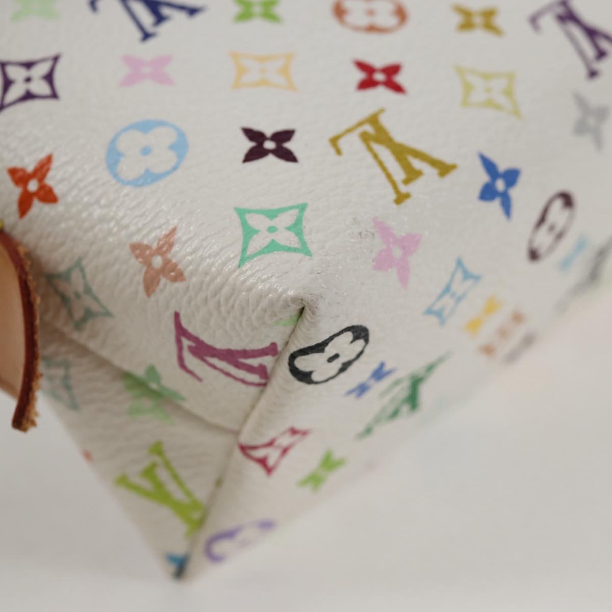 LOUIS VUITTON Monogram Multicolor Pochette Cosmetic White M47354 Auth 125292AV