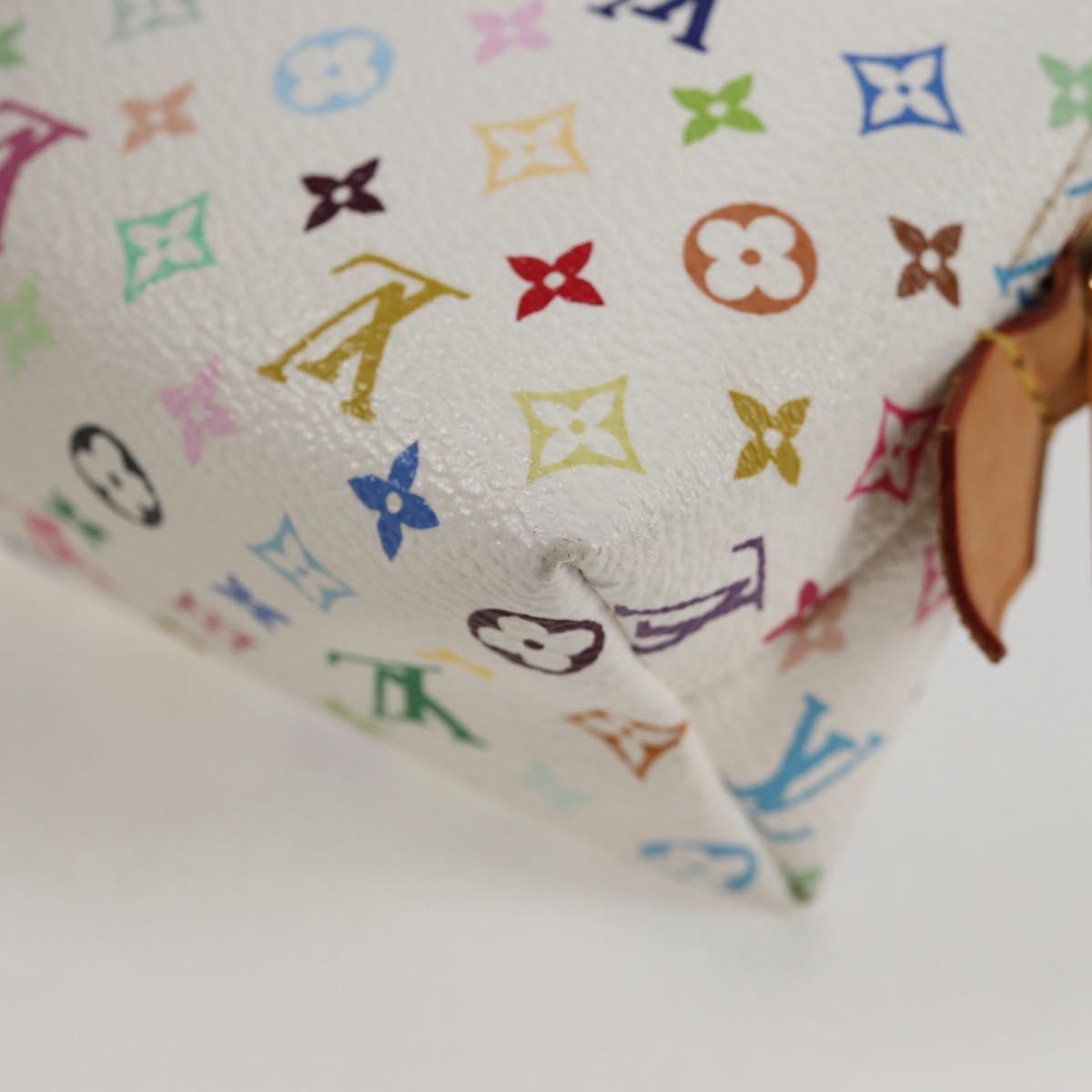 LOUIS VUITTON Monogram Multicolor Pochette Cosmetic White M47354 Auth 125292AV