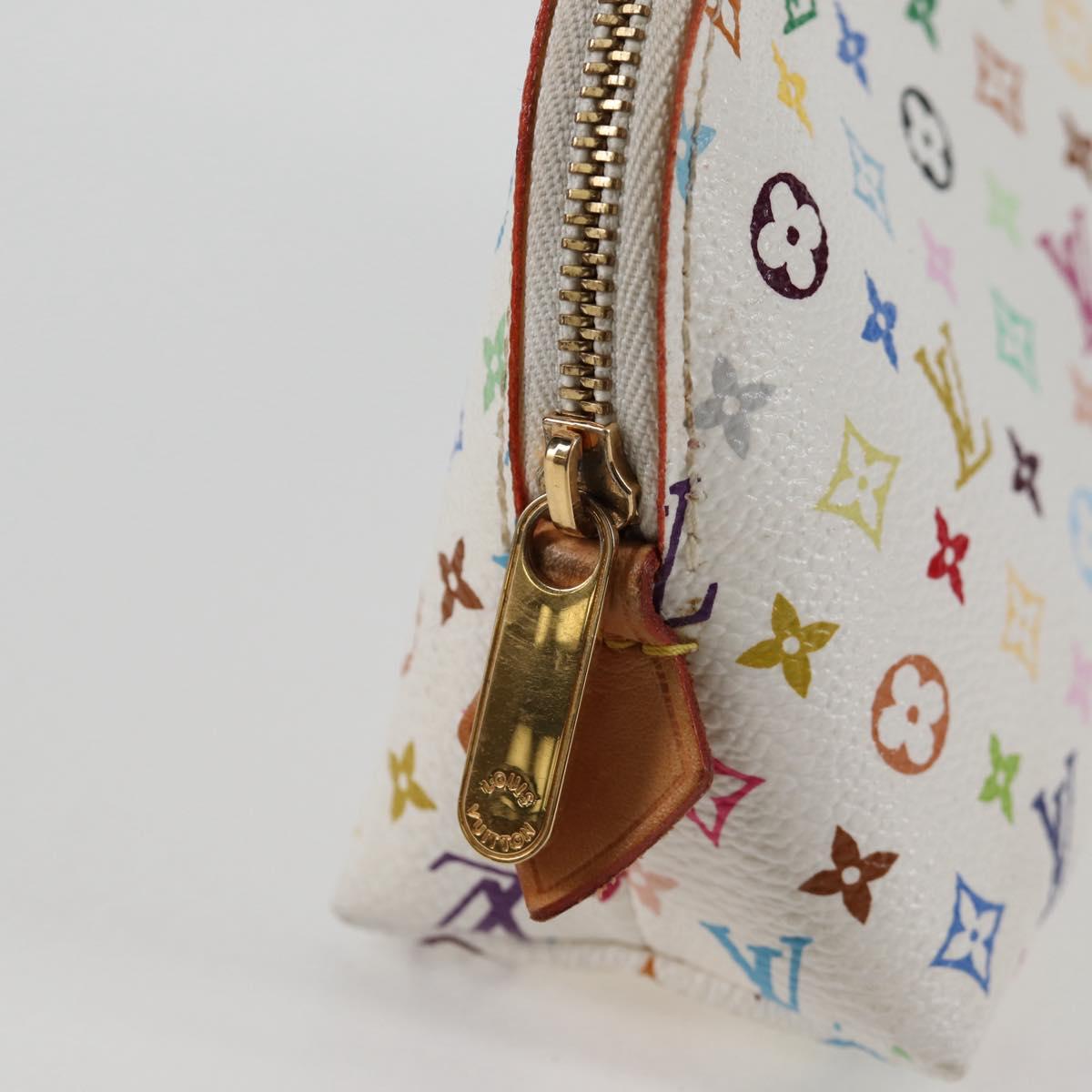 LOUIS VUITTON Monogram Multicolor Pochette Cosmetic White M47354 Auth 125292AV