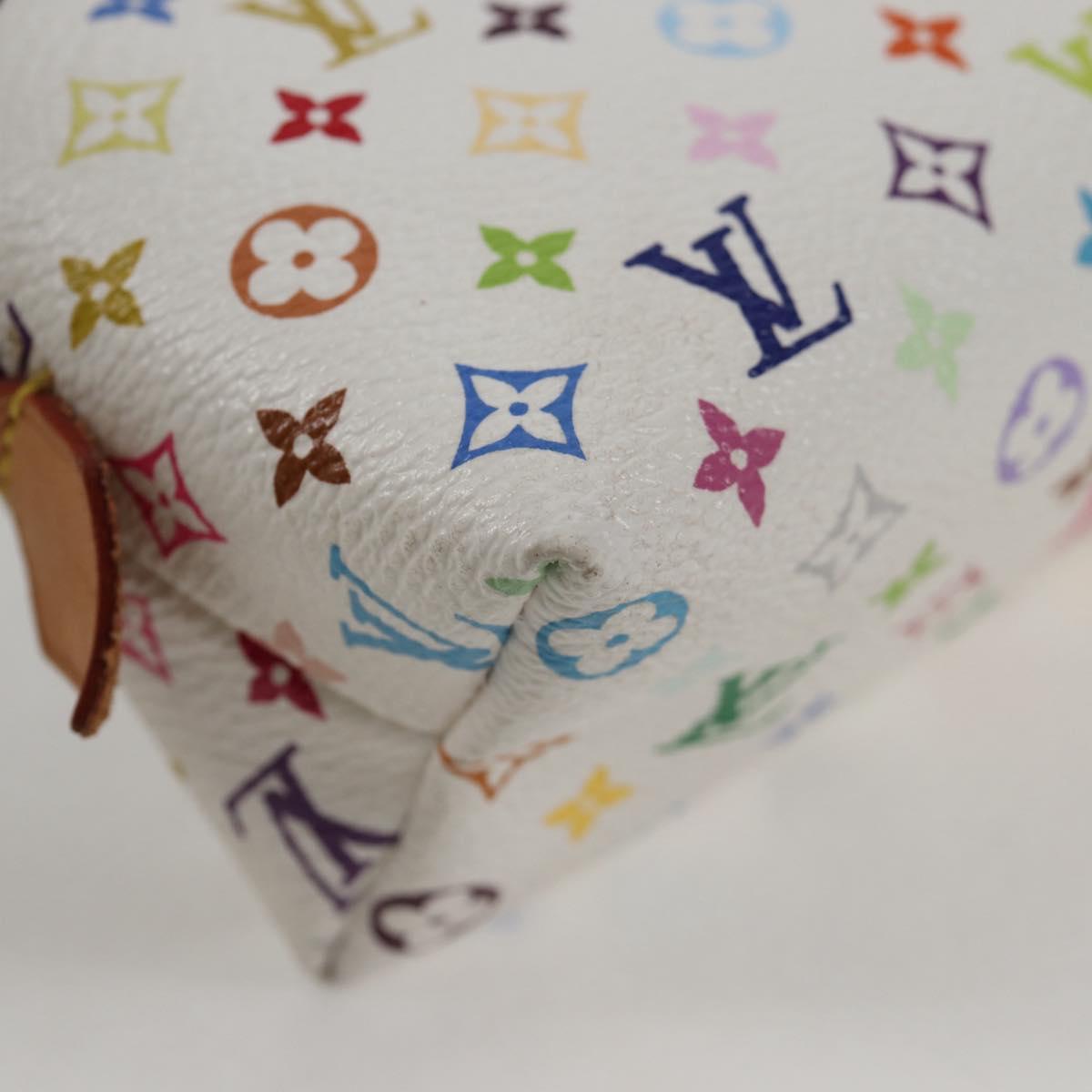 LOUIS VUITTON Monogram Multicolor Pochette Cosmetic White M47354 Auth 125292AV