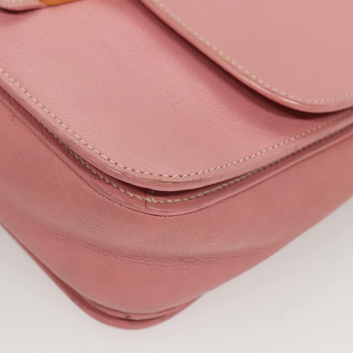 Miu Miu Hand Bag Leather 2way Pink Gold Auth 125296