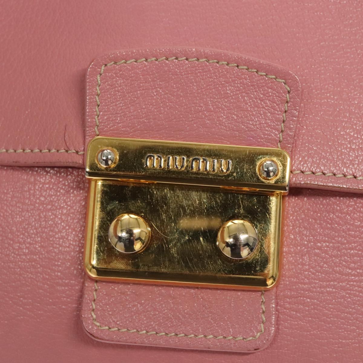 Miu Miu Hand Bag Leather 2way Pink Gold Auth 125296