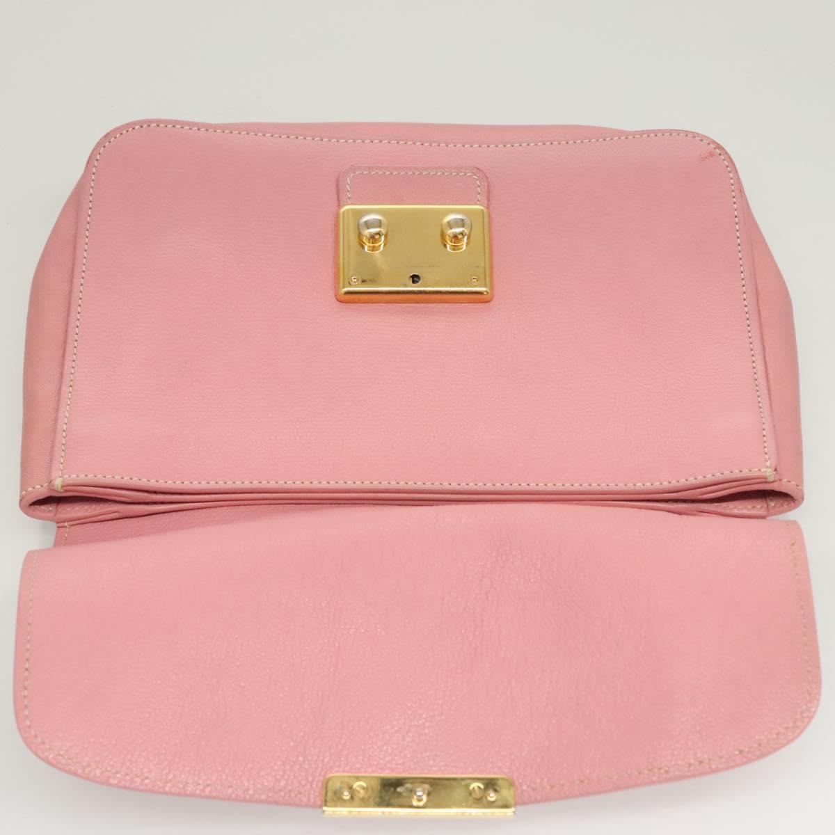 Miu Miu Hand Bag Leather 2way Pink Gold Auth 125296