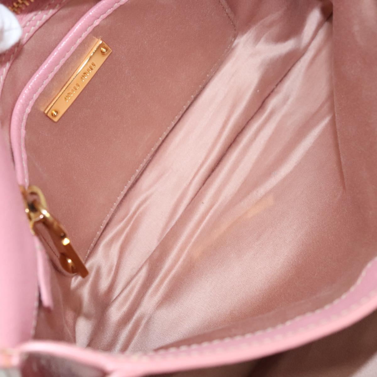 Miu Miu Hand Bag Leather 2way Pink Gold Auth 125296