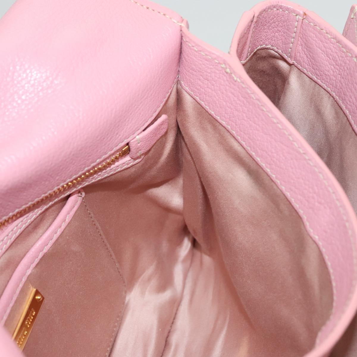 Miu Miu Hand Bag Leather 2way Pink Gold Auth 125296