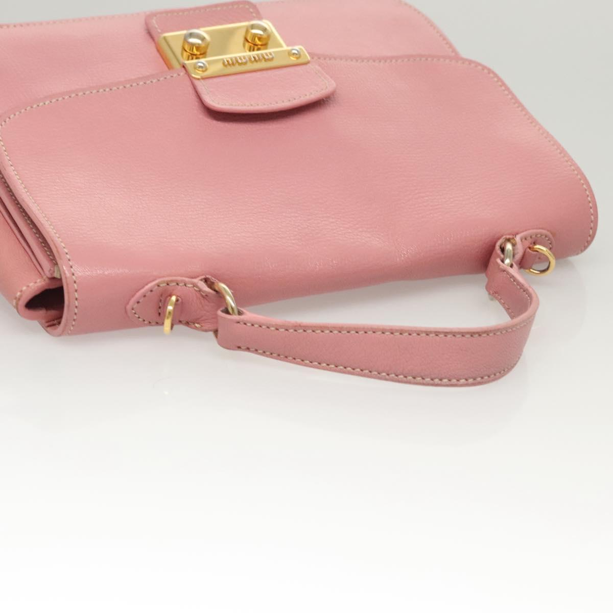 Miu Miu Hand Bag Leather 2way Pink Gold Auth 125296