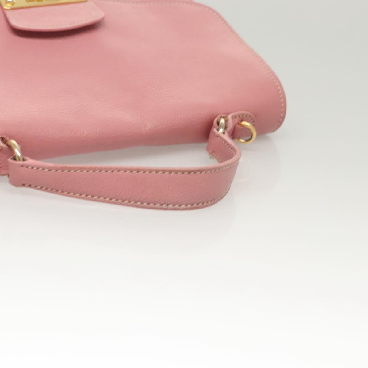 Miu Miu Hand Bag Leather 2way Pink Gold Auth 125296