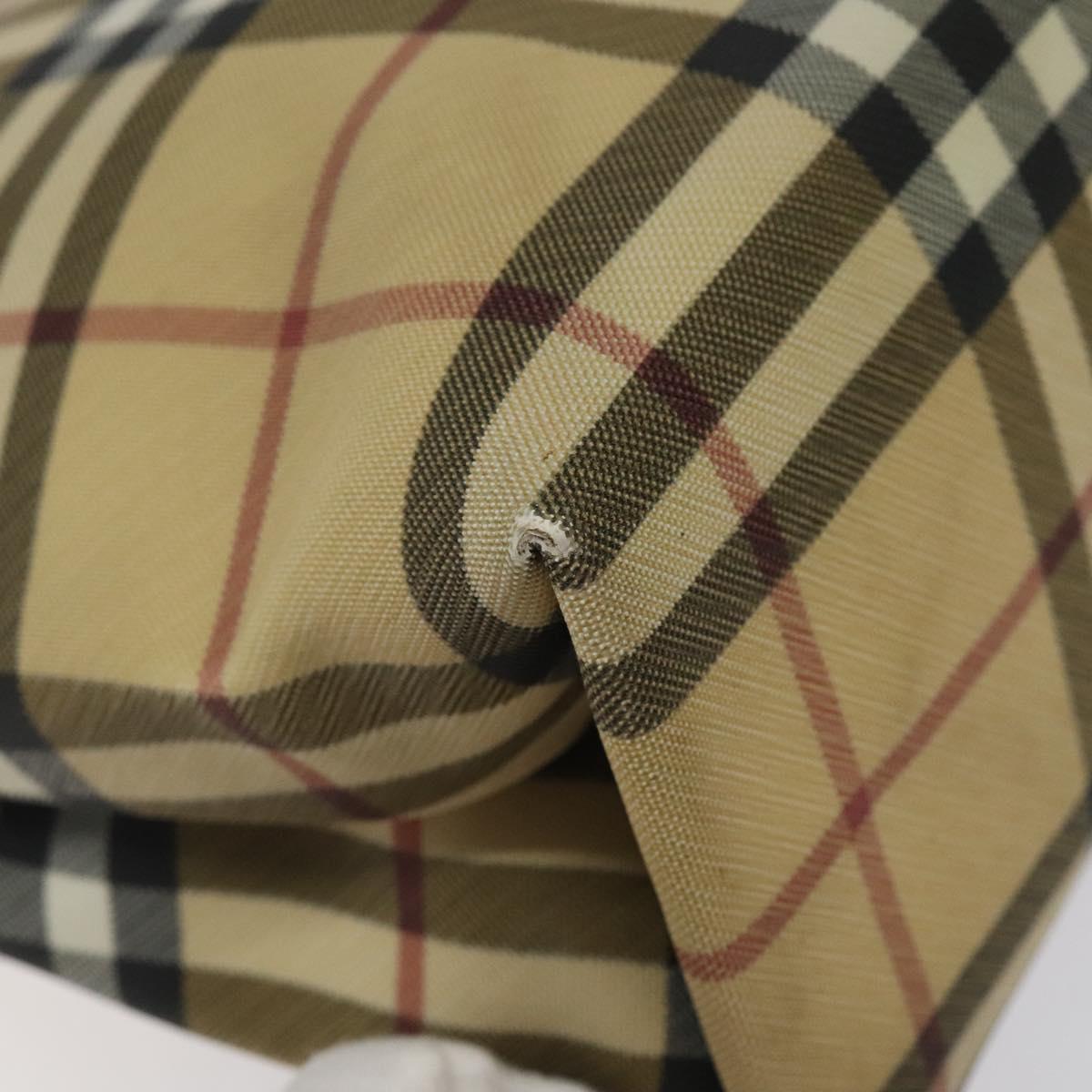 BURBERRY Nova Check Hand Bag PVC Beige Silver Auth 125300