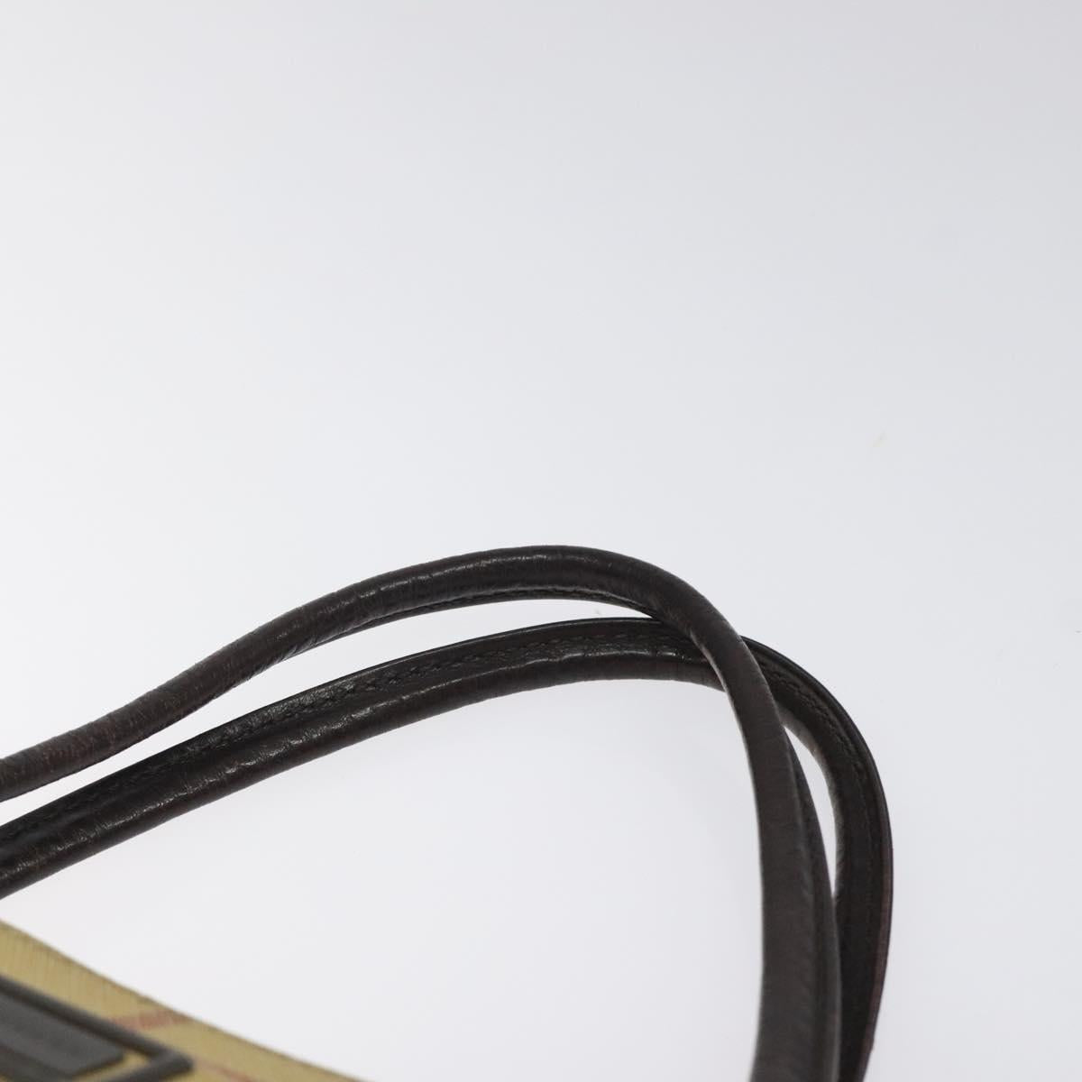 BURBERRY Nova Check Hand Bag PVC Beige Silver Auth 125300