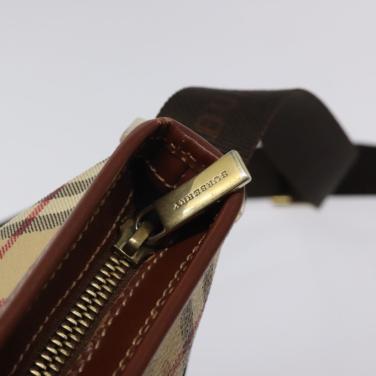 BURBERRY Nova Check Shoulder Bag PVC Beige Gold Auth 125301