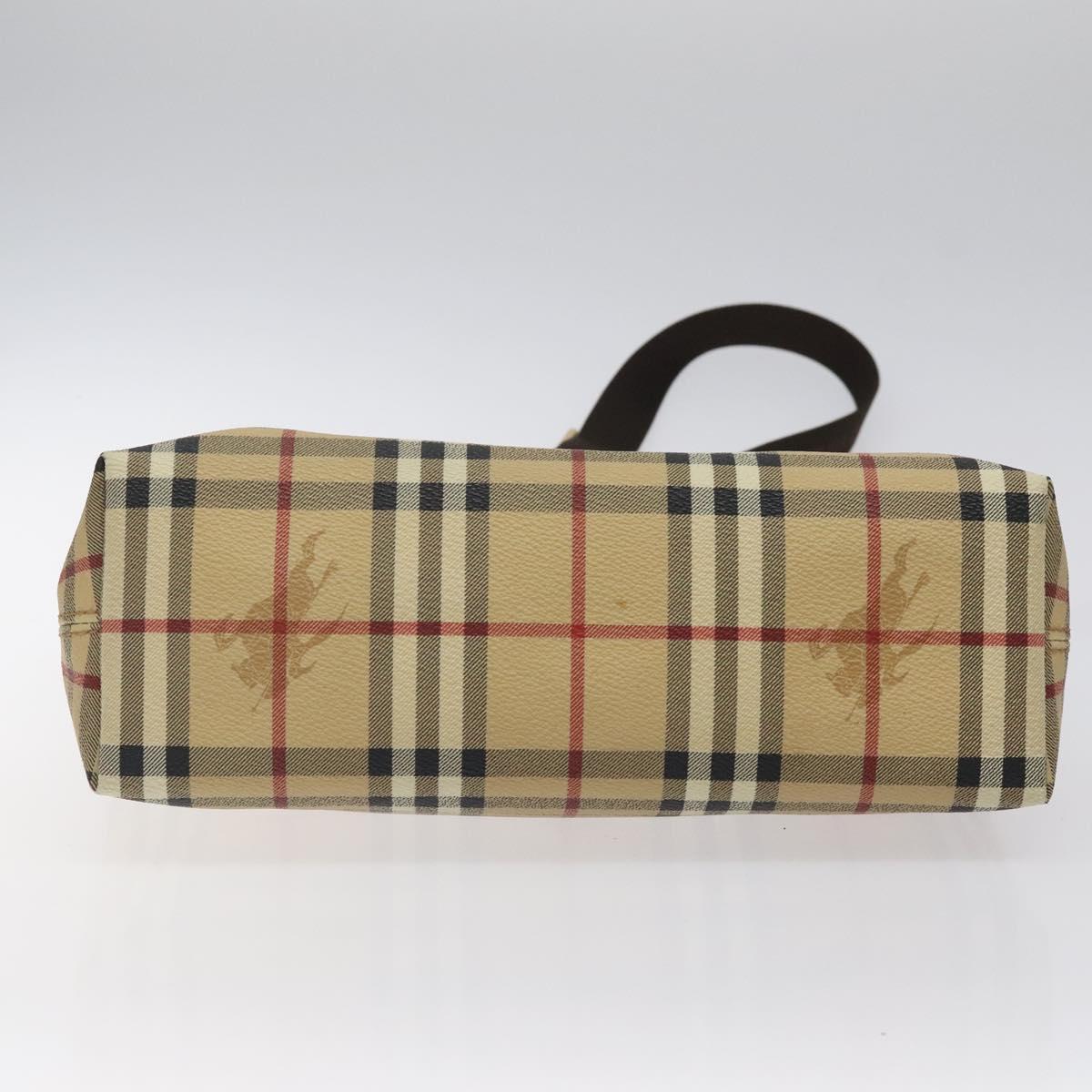 BURBERRY Nova Check Shoulder Bag PVC Beige Gold Auth 125301