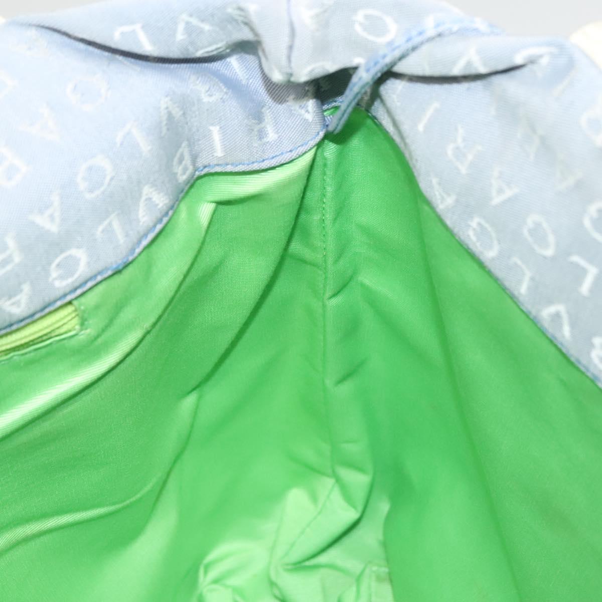 BVLGARI Logogram Tote Bag Canvas Light Blue Silver Auth 125302