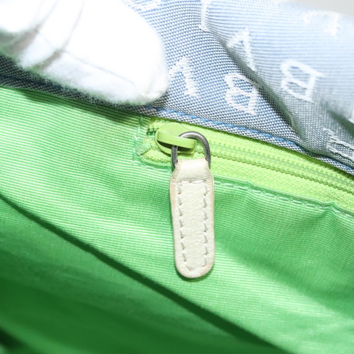 BVLGARI Logogram Tote Bag Canvas Light Blue Silver Auth 125302