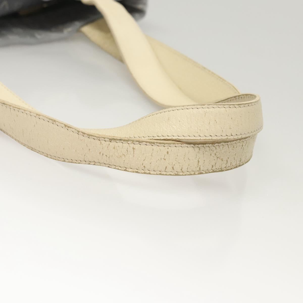 BVLGARI Logogram Tote Bag Canvas Light Blue Silver Auth 125302