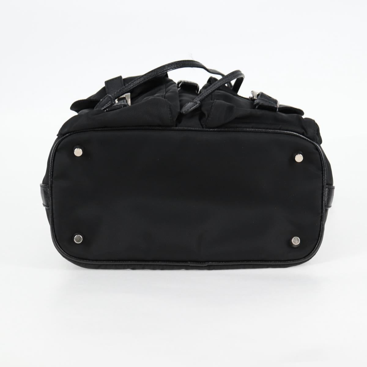 PRADA Shoulder Bag Nylon Black Silver Auth 125317V