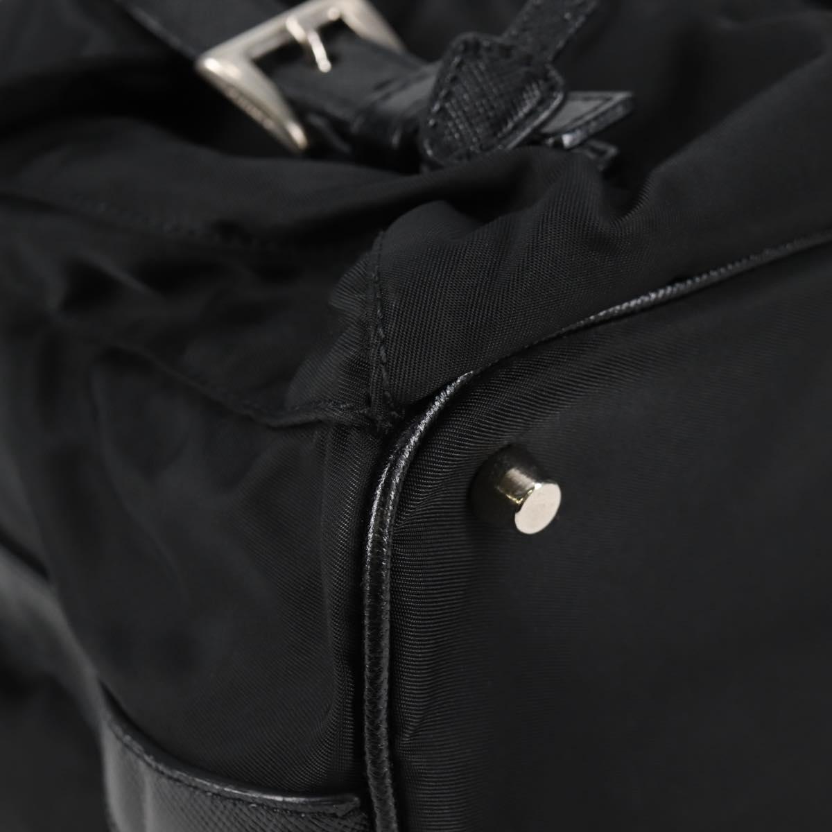 PRADA Shoulder Bag Nylon Black Silver Auth 125317V