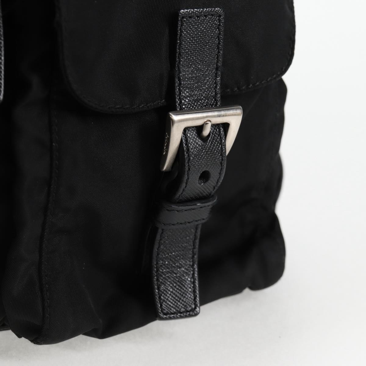 PRADA Shoulder Bag Nylon Black Silver Auth 125317V